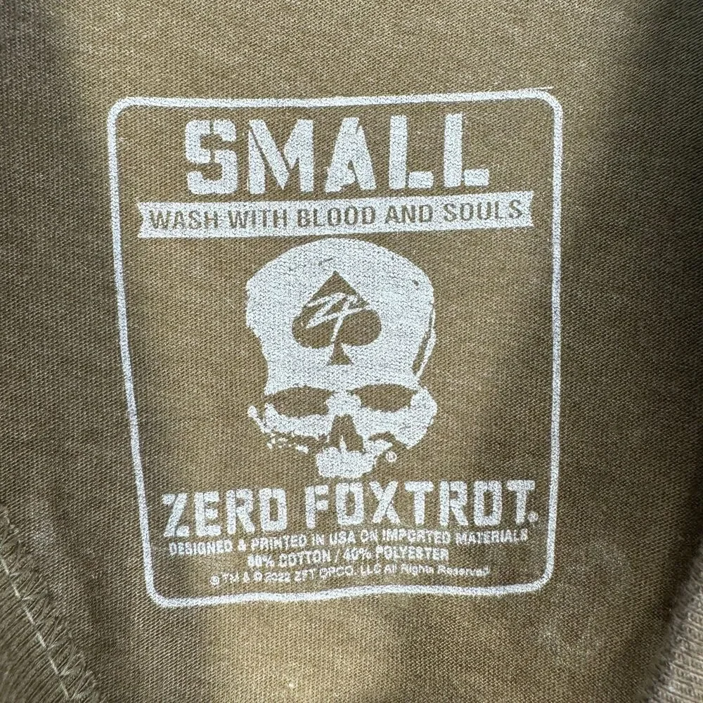 Zero Foxtrot T Shirt Mens Size Small Green Short Sleeve With His Bare Hands - Picture 7 of 8